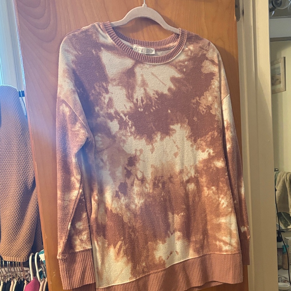Planet Gold Tie-Dye Tunic in Brown and Cream